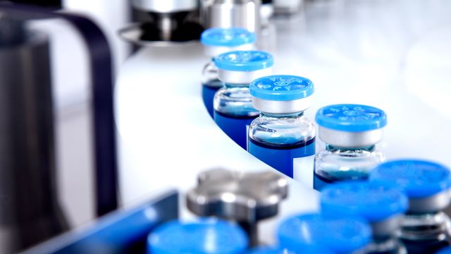 Vaccine vials in a laboratory. 