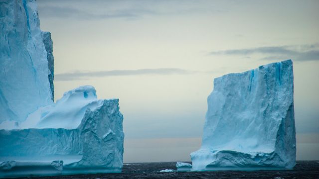 Ice caps in the Antartic. 